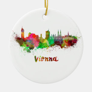 Adorno De Cerámica Vienna skyline in watercolor