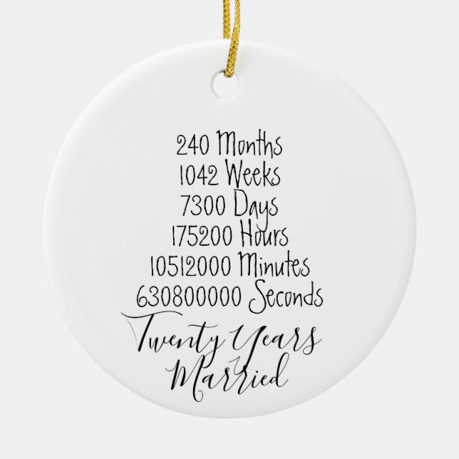 Adorno De Cerámica Vigésimo aniversario 20 año boda casado (Frente)