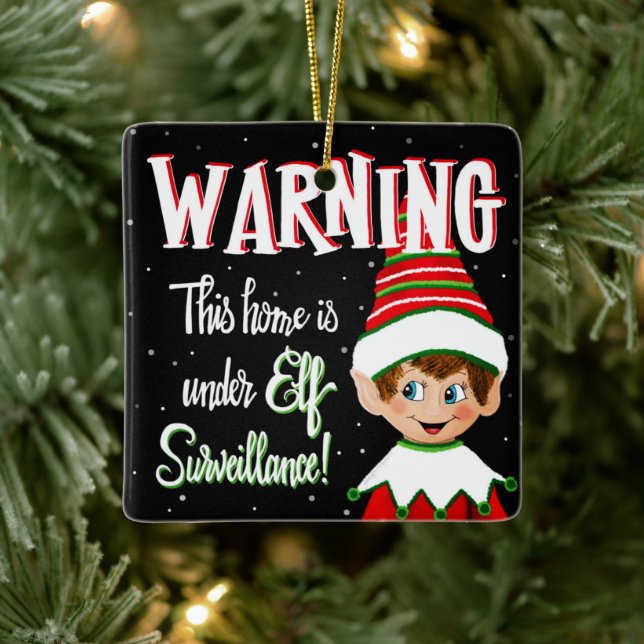 Adorno De Cerámica Vigilancia Cute Elf (Árbol)