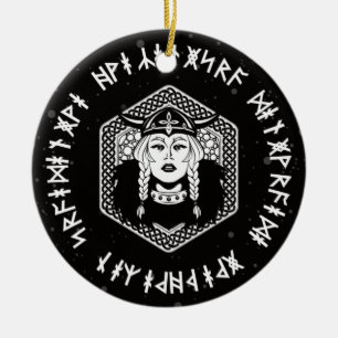 Adorno De Cerámica Viking Shield Maiden Celtic Warrior