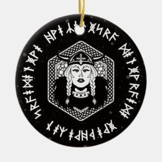 Adorno De Cerámica Viking Shield Maiden Celtic Warrior