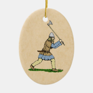 Adorno De Cerámica Viking Warrior Wielding Broad-Ax