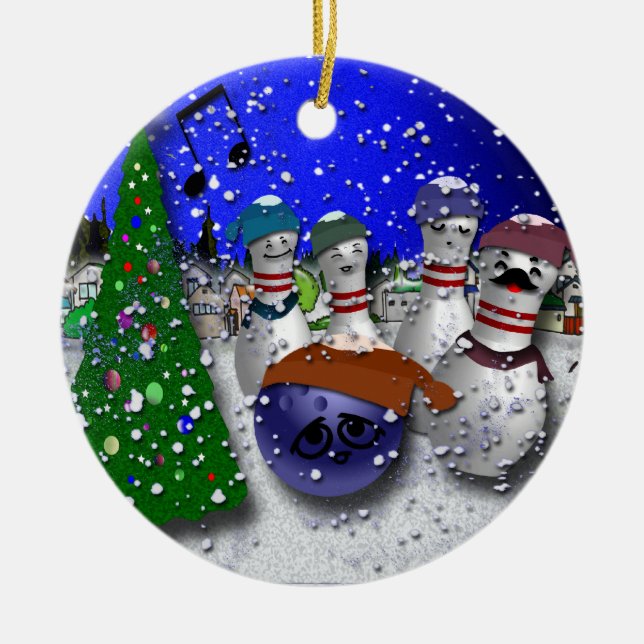 Adorno De Cerámica Villancico del navidad de los bolos (Frente)