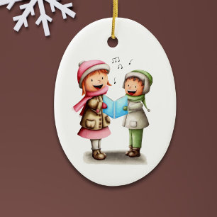 Adorno De Cerámica Villancicos Navideños Infantiles
