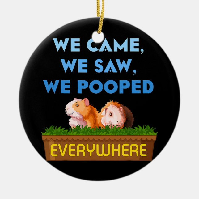 Adorno De Cerámica Vimos A Guinea A Los Animales De Papá Noel (Frente)