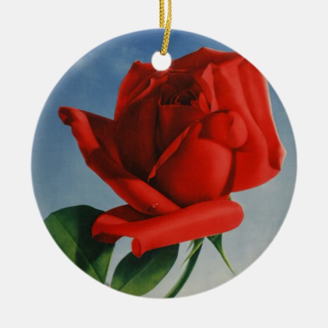 Adorno De Cerámica Viñage Montreux Red Rose Suiza Lago Ginebra (Frente)