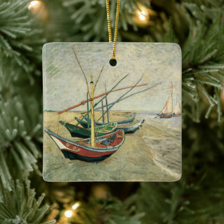 Adorno De Cerámica Vincent van Gogh - Barcos de Pesca en la Playa