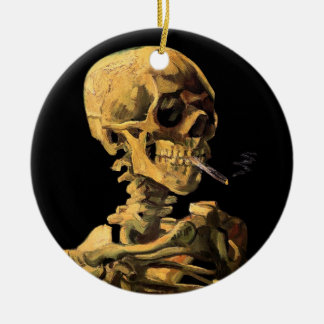 Adorno De Cerámica Vincent Van Gogh - Calavera con cigarrillo en llam