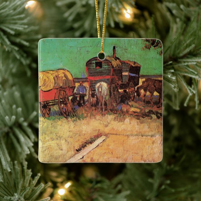 Adorno De Cerámica Vincent van Gogh - Campamento de caravanas gitanas (Árbol)