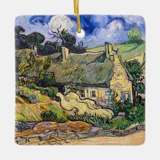 Adorno De Cerámica Vincent Van Gogh - Casas de paja en Cordeville (Anverso)