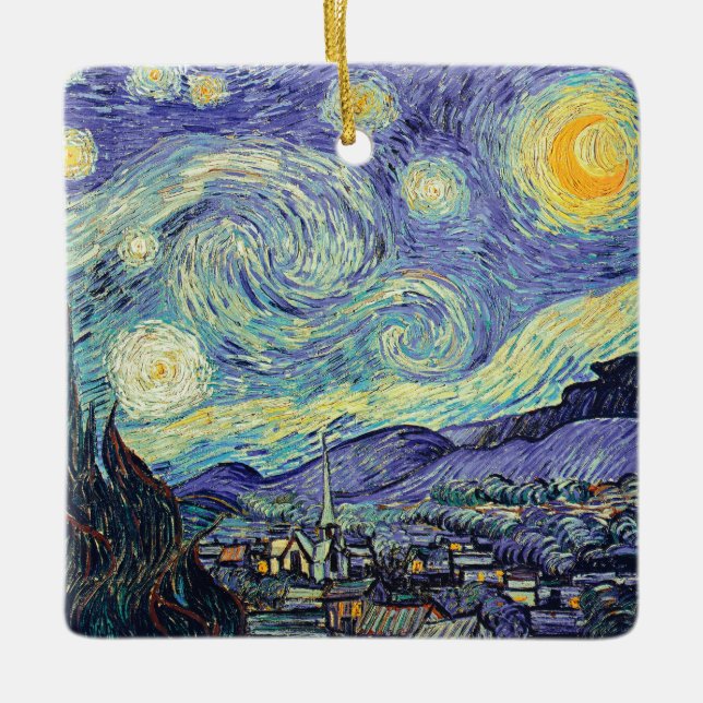 Adorno De Cerámica Vincent Van Gogh La Noche Starry (Anverso)