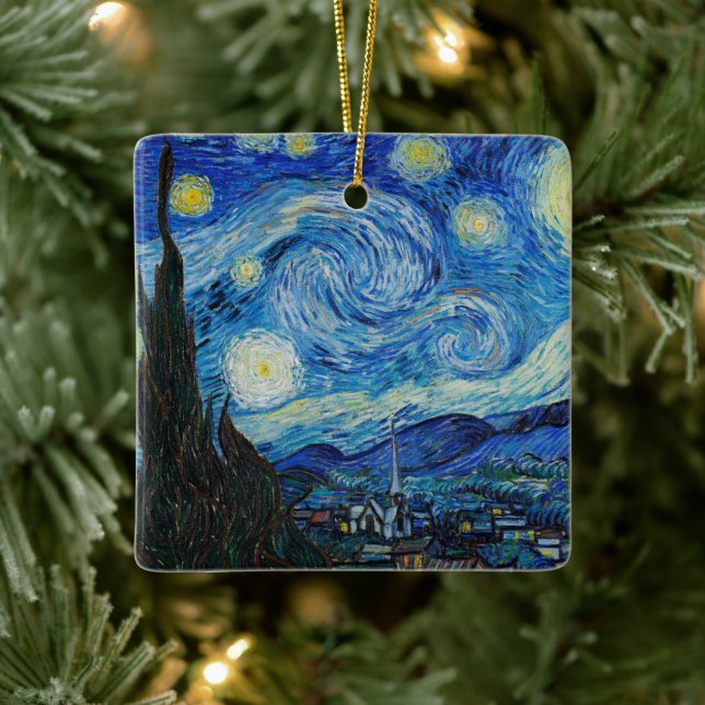 Adorno De Cerámica Vincent Van Gogh La Noche Starry (Árbol)