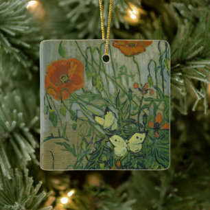 Adorno De Cerámica Vincent van Gogh - Mariposas y amapolas