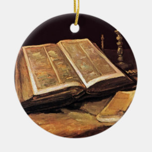 Adorno De Cerámica Vincent Van Gogh - Naturaleza Muerta Con Biblia