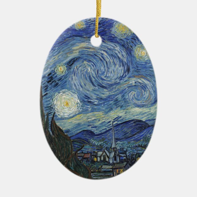 Adorno De Cerámica Vincent van Gogh| Noche estrellada, junio de 1889 (Frente)