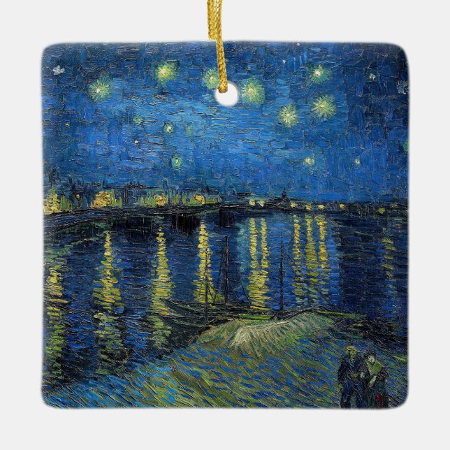 Adorno De Cerámica Vincent van Gogh - Noche estrellada sobre el Ródan (Anverso)