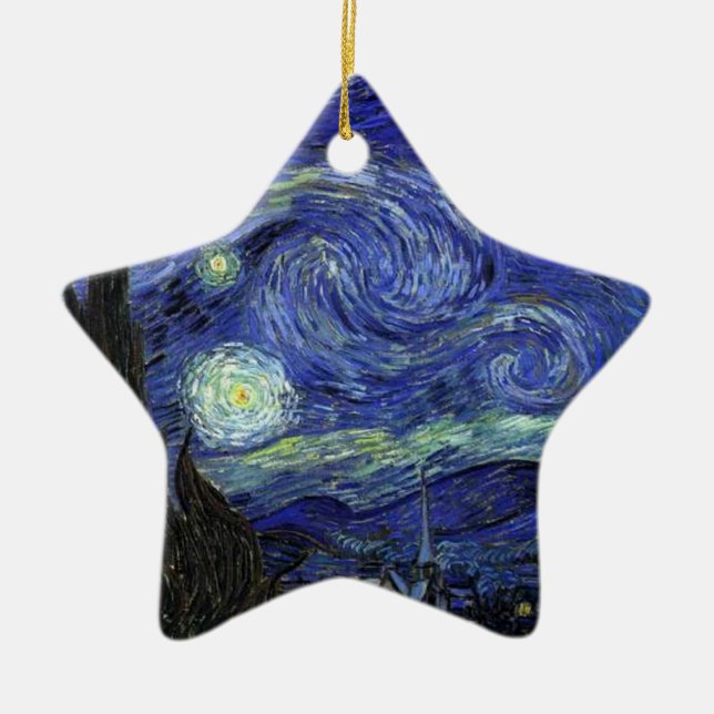 Adorno De Cerámica Vincent van Gogh, Noche Starry (Frente)