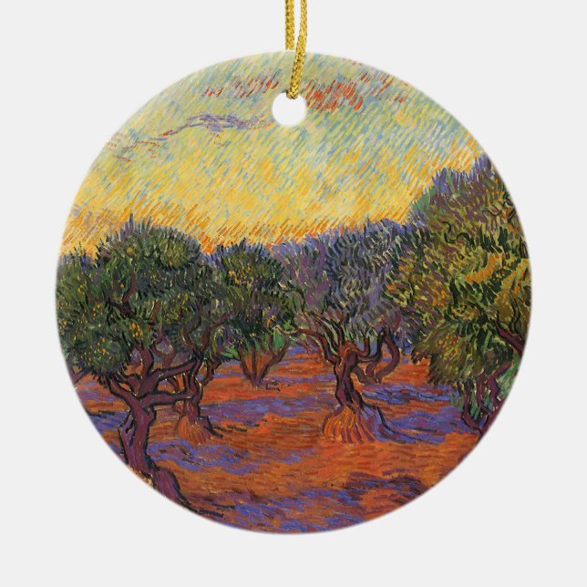 Adorno De Cerámica Vincent van Gogh - Olive Grove, Naranja Sky (Frente)