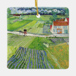 Adorno De Cerámica Vincent van Gogh - Paisaje con Carriaje y Tren