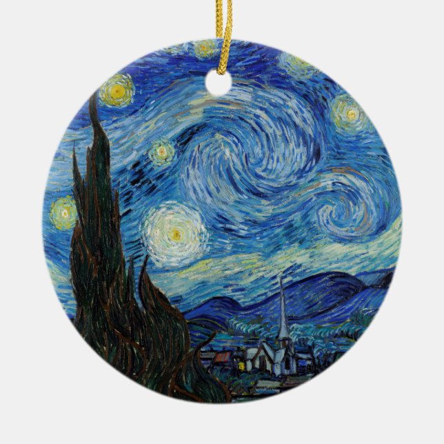 Adorno De Cerámica Vincent Van Gogh Starry Night Vintage Bella Artes (Frente)