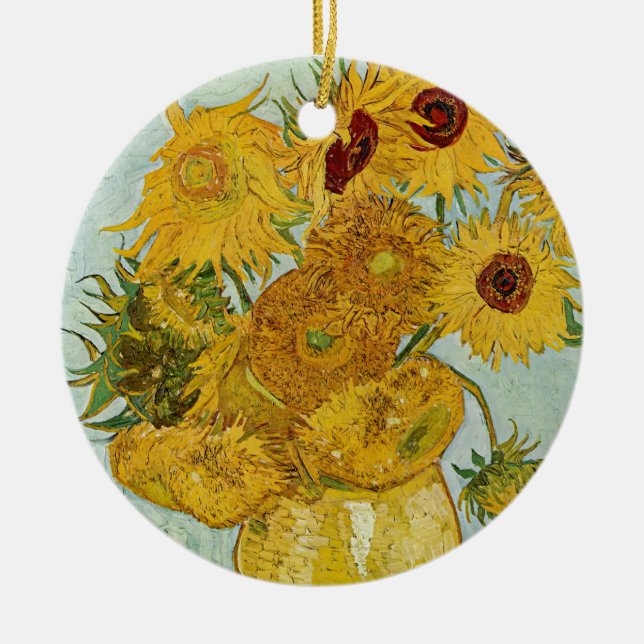 Adorno De Cerámica Vincent Van Gogh - Vase con doce girasoles (Frente)