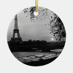 Adorno De Cerámica Viñeta Francia París Torre Eiffel atardecer