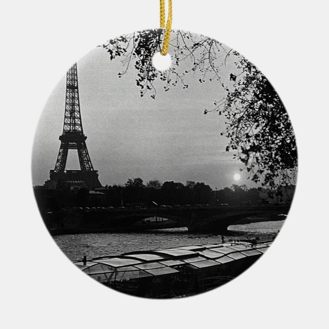 Adorno De Cerámica Viñeta Francia París Torre Eiffel atardecer (Frente)