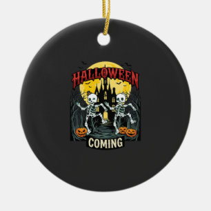 Adorno De Cerámica Viniendo Halloween Esqueletos Bailando Castillo Ca