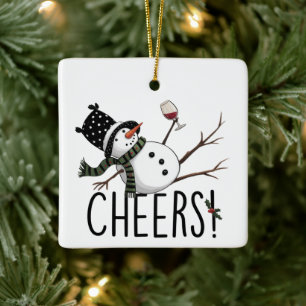 Adorno De Cerámica Vino de muñeco de nieve Navidad Divertido Beber vi