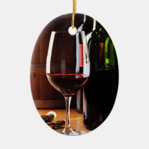 Adorno De Cerámica Vino Tinto