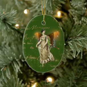 Adorno De Cerámica Vintage Amber Wing Fairy