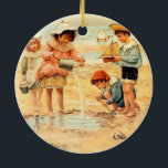Adorno De Cerámica Vintage Antique Beach Boy Chica Children Bella Art<br><div class="desc">En la playa,  una antigua obra de arte fino de los niños de la playa victoriana que juegan en la arena. Una obra de arte gráfico impresa a orillas del mar.</div>