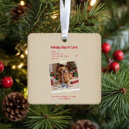 Adorno De Cerámica Vintage Beige Cream Dog Photo Christmas Holiday