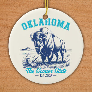 Adorno De Cerámica Vintage Buffalo Oklahoma Souvenir Design