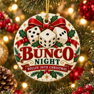 Adorno De Cerámica Vintage Bunco Christmas Ornament