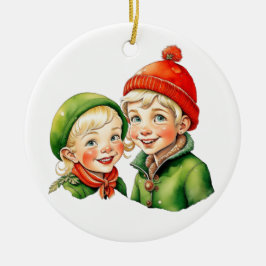 Adorno De Cerámica Vintage Christmas Elf Personalizado