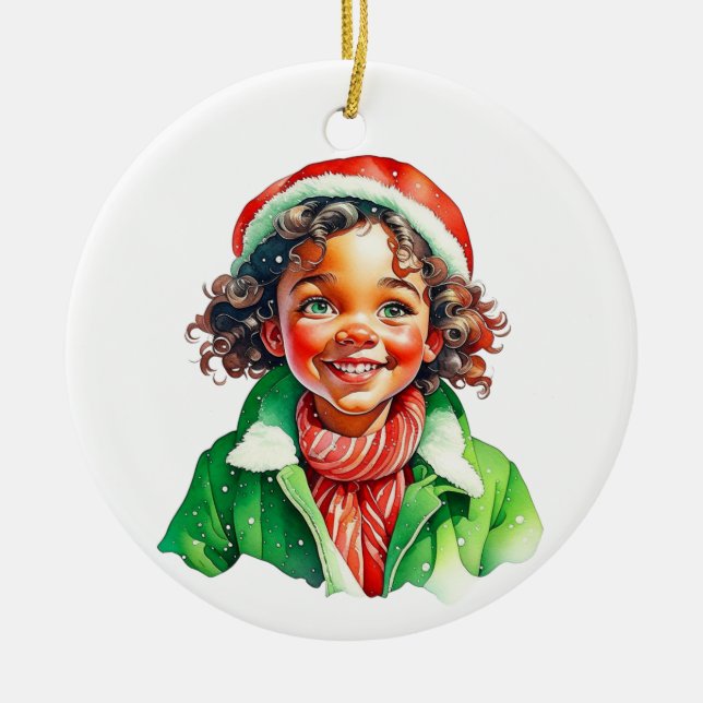 Adorno De Cerámica Vintage Christmas Elf Personalizado (Frente)