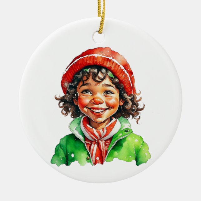 Adorno De Cerámica Vintage Christmas Elf Personalizado (Frente)