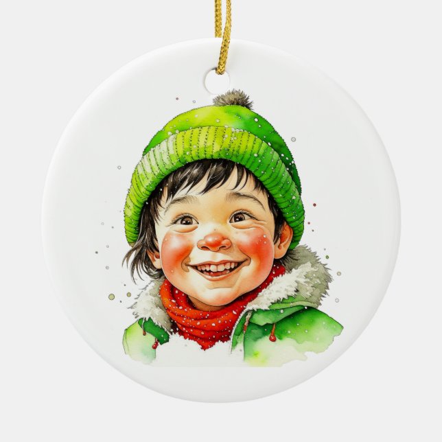 Adorno De Cerámica Vintage Christmas Elf Personalizado (Frente)