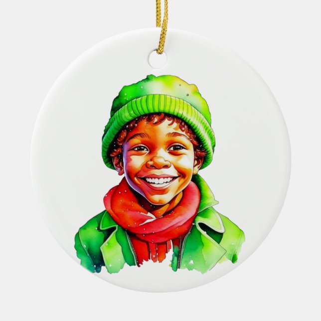Adorno De Cerámica Vintage Christmas Elf Personalizado (Frente)