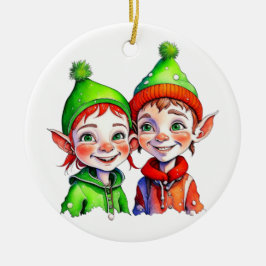 Adorno De Cerámica Vintage Christmas Elf Personalizado