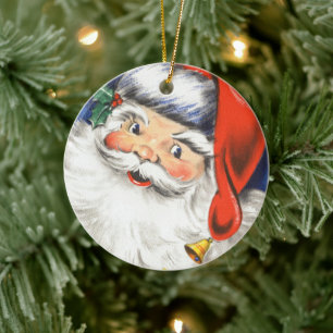 Adorno De Cerámica Vintage Christmas, Jolly Santa Claus con música