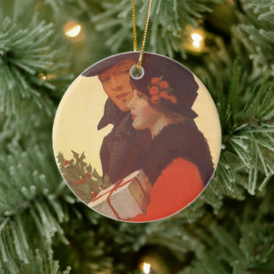Adorno De Cerámica Vintage Christmas, Love and Romance Gift Shopping