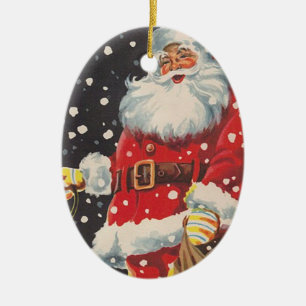 Adorno De Cerámica Vintage Christmas Santa Claus