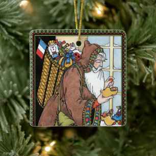 Adorno De Cerámica Vintage Christmas, Santa Claus Toys Clogs Shoes