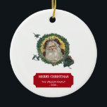 Adorno De Cerámica Vintage Christmas Santa Claus & Turkeys<br><div class="desc">Un ilustracion vintage de un Navidad Papá Noel con todos los adornos. Ideal para regalos y decoración de Navidades. Personalizar el adorno navideño con tu texto y hazlo tuyo.</div>