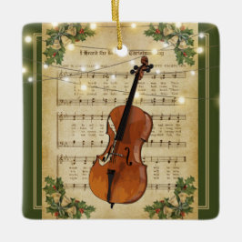 Adorno De Cerámica Vintage Christmas Sheet Music Cello