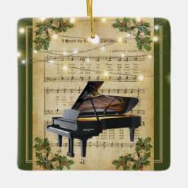 Adorno De Cerámica Vintage Christmas Sheet Music Grand Piano