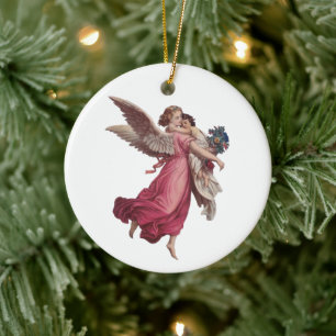 Adorno De Cerámica Vintage Christmas, Victorian Guardian Angel