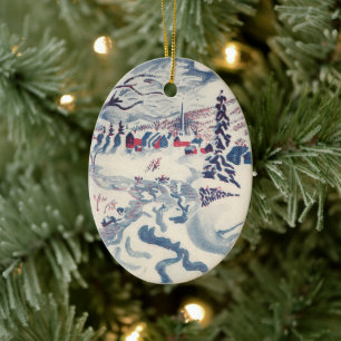 Adorno De Cerámica Vintage Christmas, Wind Village Snowscape Snow
